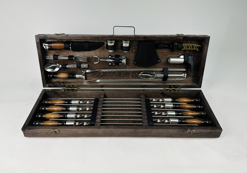 Подарунковий набір шампурів у дерев'яному кейсі ГРИЛЬ HAPPY DAYS Тернопіль - фото 1