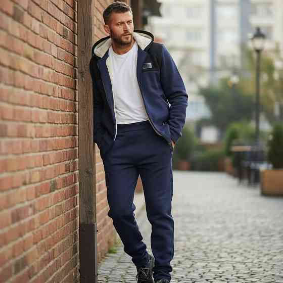 Чоловічий теплий костюм на флісі з хутром Синій 48/50 Харків