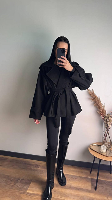 Жіночий стильний тренч-пальто з пальтової тканини без підкладки турецький кашемір Одеса - фото 8