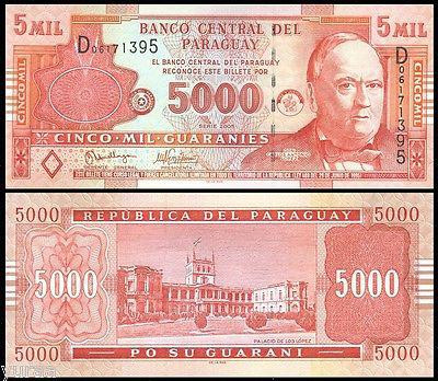 Парагвай / Paraguay 5000 Guaranies 2005 P 223 UNC Полтава - изображение 1