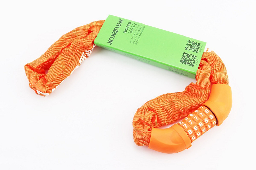 Замок протиугінний ланцюговий 1000х6мм з 5-ти значним кодом, помаранчевий 601 Київ - фото 1