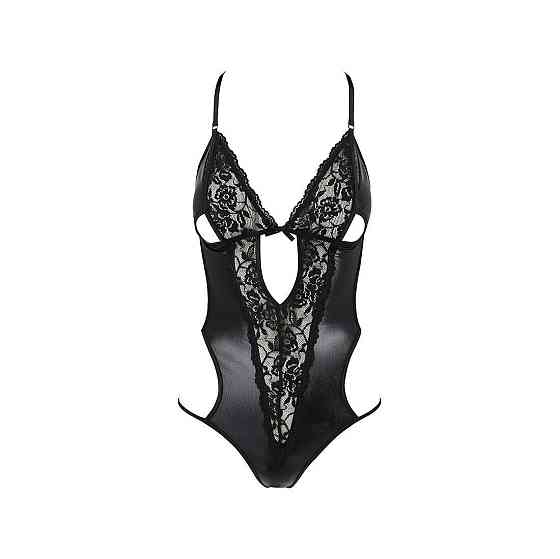 Боди с имитацией кожи и стрепами Passion ASUNA BODY XXL/XXXL, black Sex Aura Київ