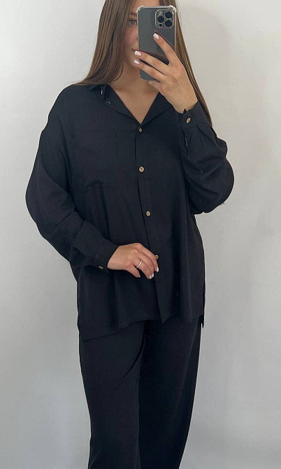 Костюм женский летний лён Черный 42/44 Харьков - изображение 4