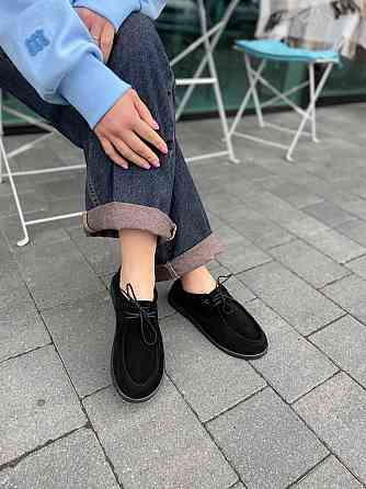 Arcoboletto Топсайдери жіночі на низькому ходу з натуральної замші на шнурівці чорні демісезонн Коломия