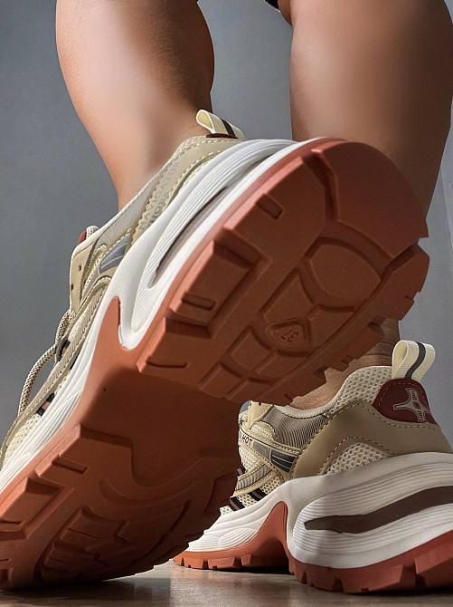 Кроссовки женские Navigator 4001-2 с сеткой и экокожей высокая подошва бежево-красные, 37, 23 см Киев - изображение 3