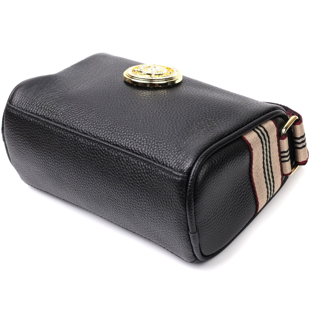 Женская сумка с украшением из натуральной кожи Vintage 22262 Черная Киев - изображение 5