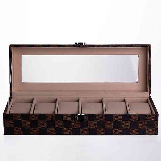 Скринька для годинників з екошкіри 6 відділень 31×11×7,5 см Коричневий Yiwu HP-5-14S Коломыя