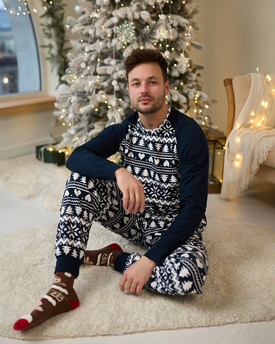 Чоловічий комплект зі штанами — Новорічний орнамент- Family look для сім'ї Tom John 93435 L Київ - фото 4