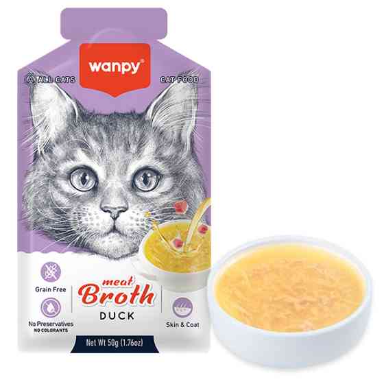 Wanpy Meat Broths Duck ВАНПИ СУП С УТКОЙ беззерновой жидкий корм для котов, пауч 50г Киев