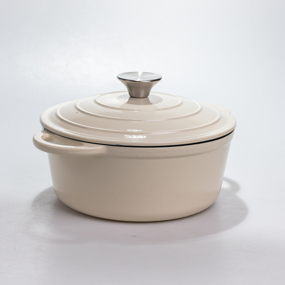 Каструля чавунна 2.5 л емальована з кришкою посуд для тушкування запікання томління кухонна Біла HP-1-14-WHITE Коломыя - изображение 7