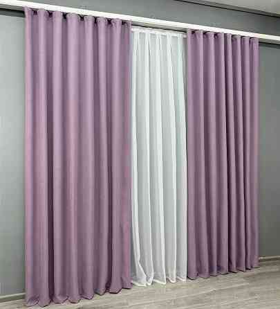 Комплект готових штор VR-Textil Блекаут двосторонній ASHEN NIGHT № 1844ш Бузковий  200х290 см 2 шт (32-210) Київ