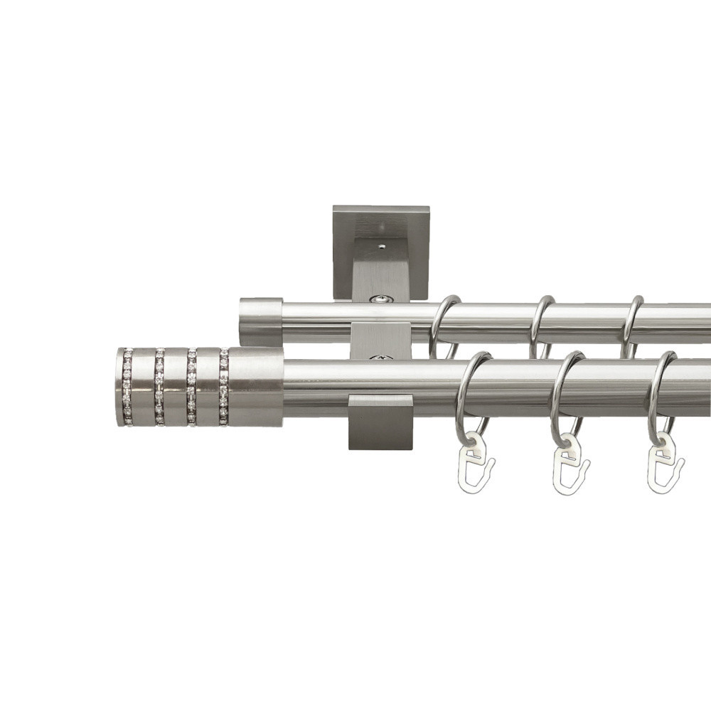 Карниз Orvit Барамелла металевий дворядний техно гладка труба кільце металеве Нержавіюча Сталь 25\19 мм 160 см Львов - изображение 1