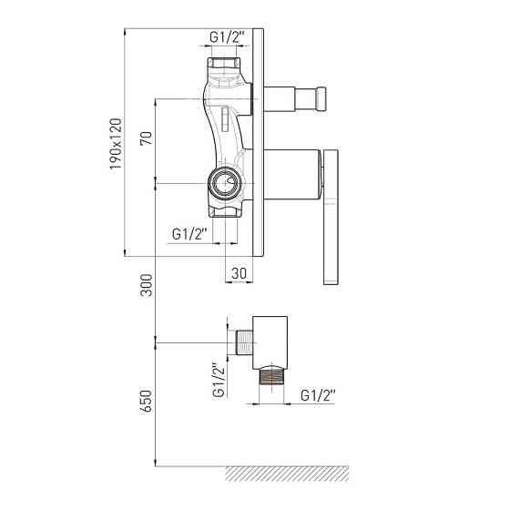 Змішувач прихованого монтажу VOLLE MORA cromo для ванни Київ