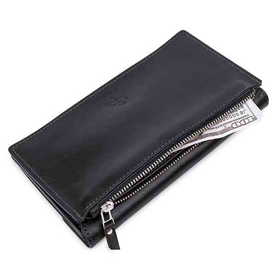 Практичное стильное портмоне унисекс GRANDE PELLE 11558 Черный Киев