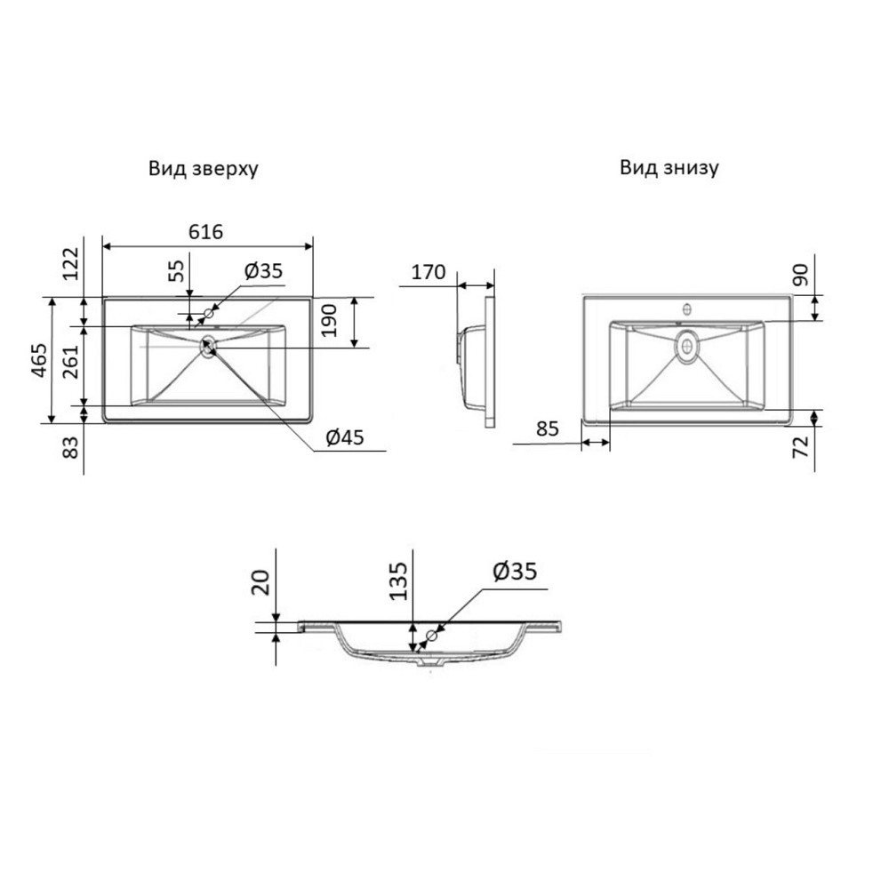Раковина Qtap Albatross 620х460х180 White без донного клапана QT01113060CW1 Киев - изображение 6
