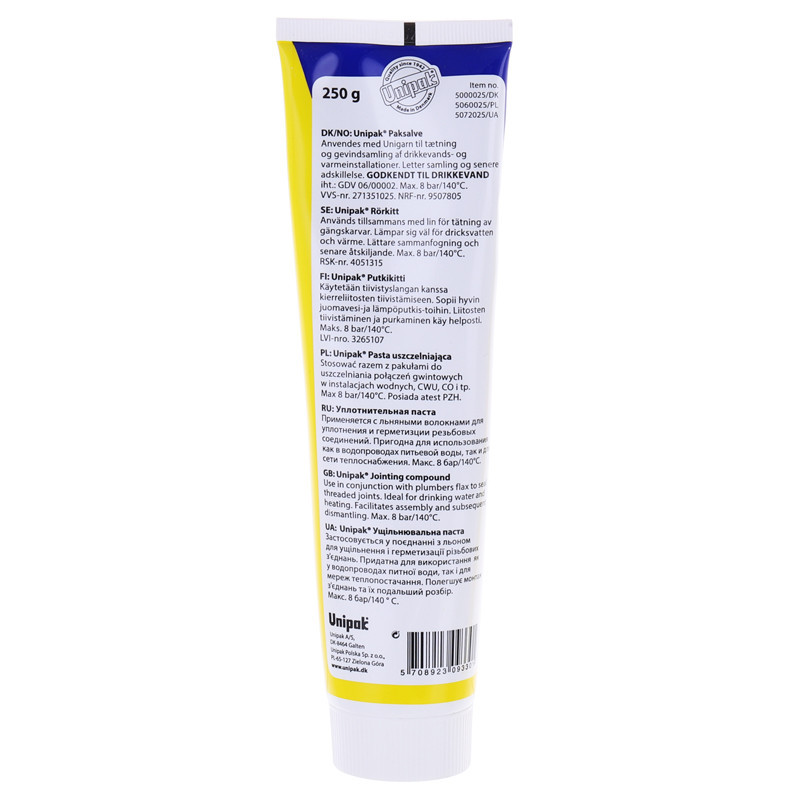 Паста для ущільнення різьбових з'єднань Unipak 250г. (в тюбику) (UP0579) Київ - фото 2