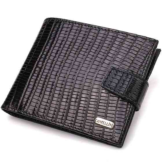 Интересный мужской бумажник из натуральной фактурной кожи CANPELLINI 21789 Черный Киев