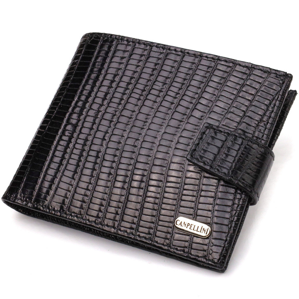 Интересный мужской бумажник из натуральной фактурной кожи CANPELLINI 21789 Черный Киев - изображение 1