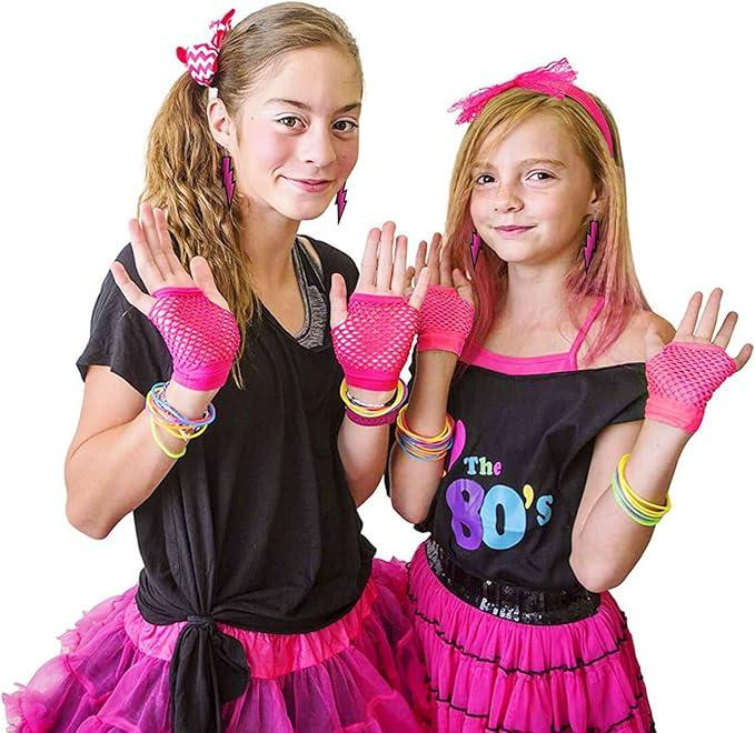 Набор розовых аксессуаров в стиле 80-х обруч серьги ожерелье браслеты, комплект для ретро образа на Хэллоуин Киев - изображение 5