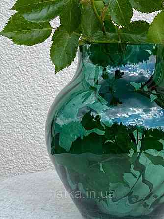 Ваза скляна 17,5*17,5*20 см "Бонна" зелене товсте скло Київ