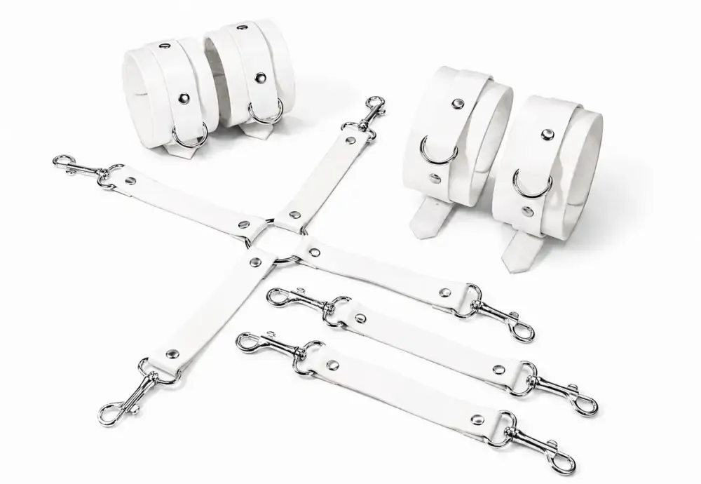 Набір для БДСМ Feral Feelings BDSM Kit 3 White, наручники, поножі, хрестовина Львов - изображение 1