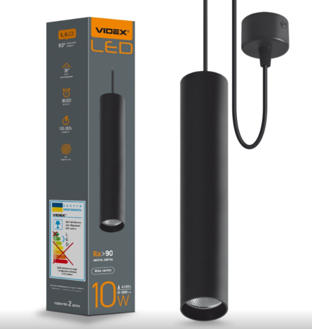 LED Світильник підвісний накладний 10W 4100К чорний VL-SP-10034B Videx Житомир - изображение 1
