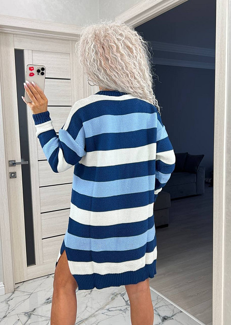 Жіноча стильна в'язана сукня-туніка в смужку Київ - фото 3