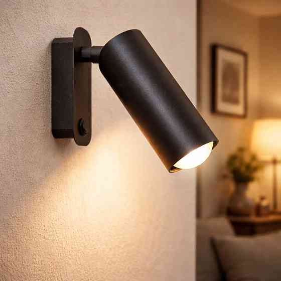 Світильник настінний MSK Electric Focus чорний з кнопкою вимикача під лампу Е27 NL 13050-1 BK Одеса