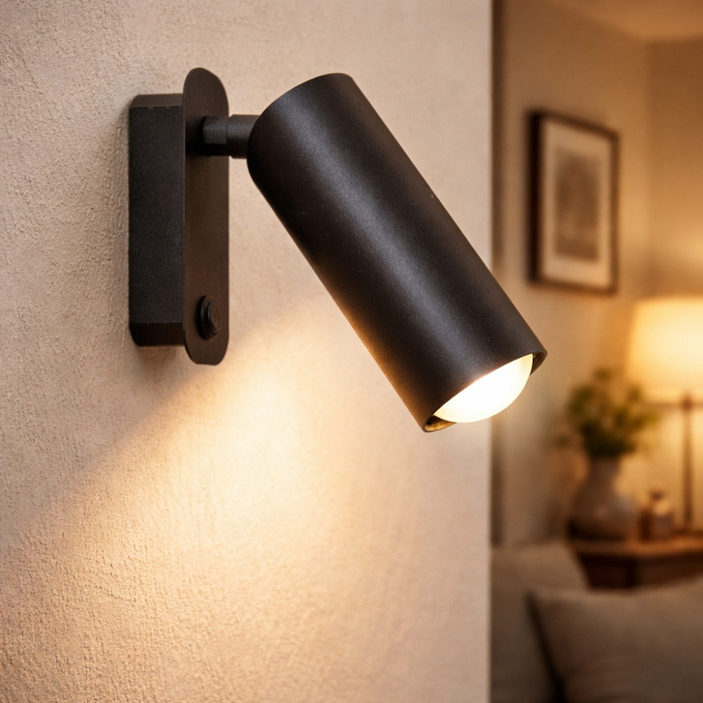 Світильник настінний MSK Electric Focus чорний з кнопкою вимикача під лампу Е27 NL 13050-1 BK Одеса - фото 4