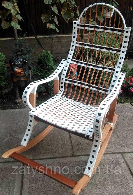 Кресло качалка плетеная белая складная Киев - изображение 1
