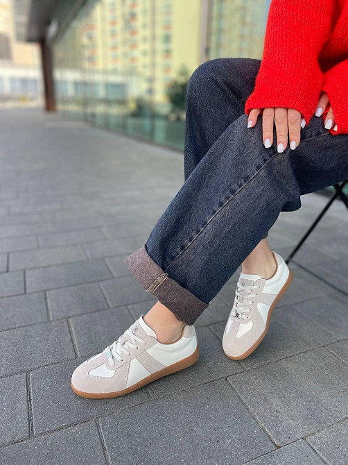 ALLSY Кроссовки женские ALLSY белые кожа+замша весна-осень размер 36-42 (R2560-1) Київ - фото 5