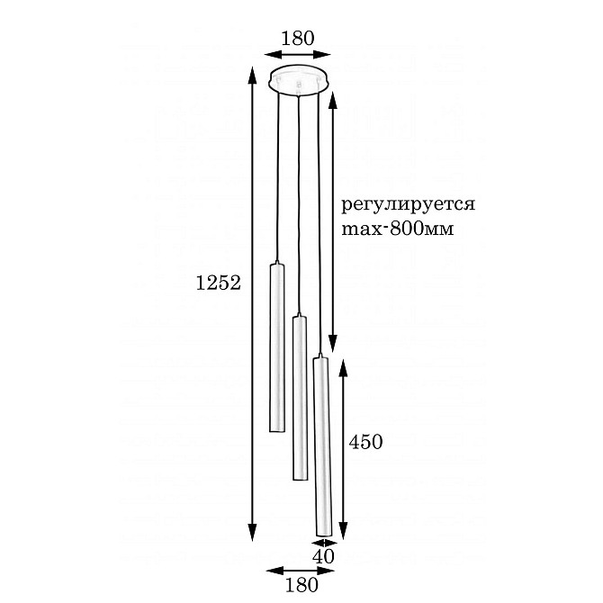 Светильник подвесной трубки Е14-3 Elegant NL 4045-3R BK Киев - photo 4