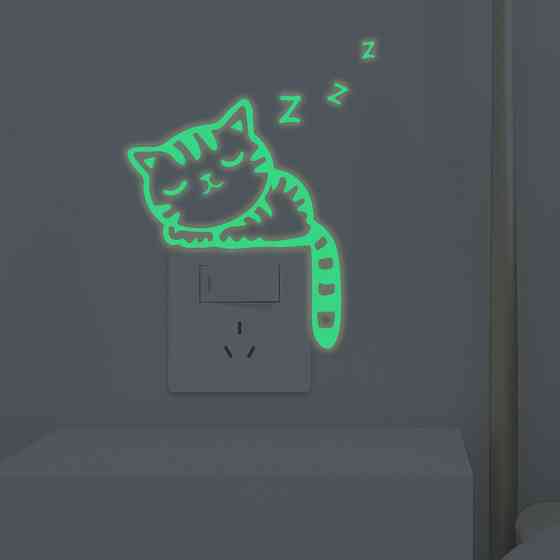 Фосфорна наклейка Кіт спить 10 на 13 см салатовий Київ