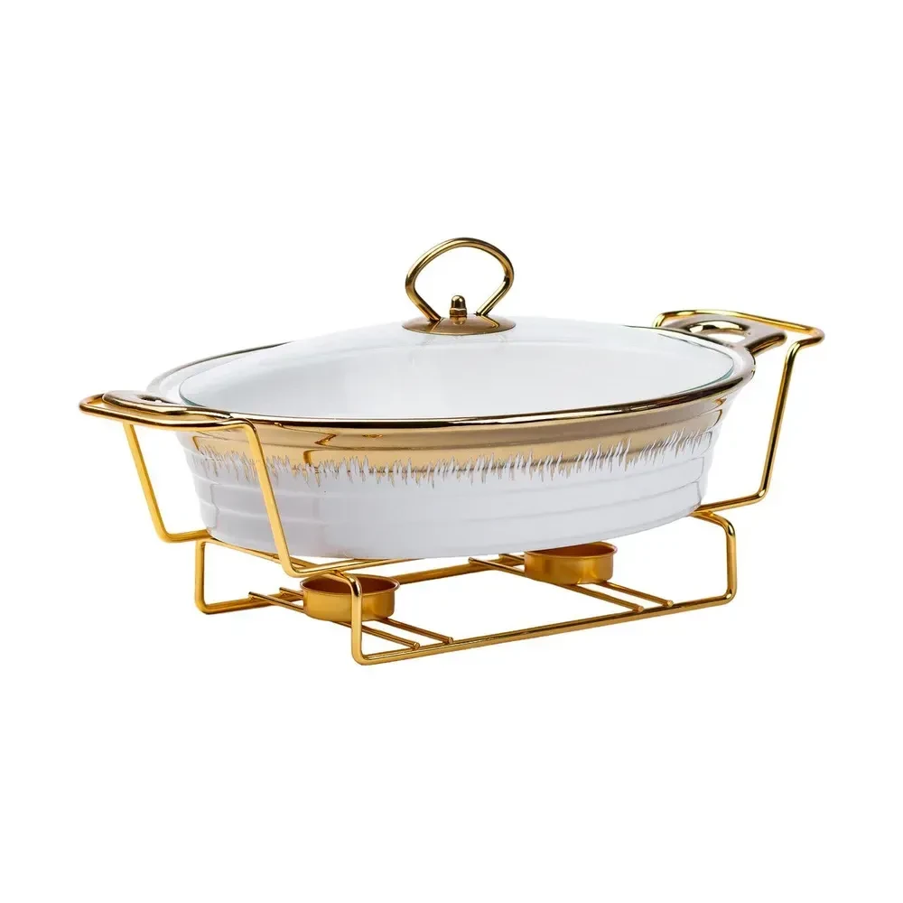 Настольная мармитница 35х22.5х15.5 см мармит фарфоровый для вторых блюд 1.5 л HP1026 Киев - изображение 2