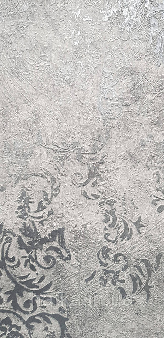 Шпалери вінілові на флізеліні гарячого тиснення DUKA Selective1.06х10 вензель структурні сріблясті на сірому DK32650-5 Київ - фото 2