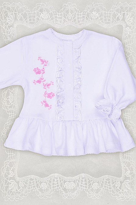 Хрестильний білий комплект для дівчинки 86 топ Крохатушка одяг Київ - фото 3