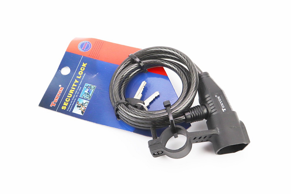 Замок протиугінний тросовий 1000х8мм під ключ, кріплення за трубу сидіння, TY520 Київ - фото 1