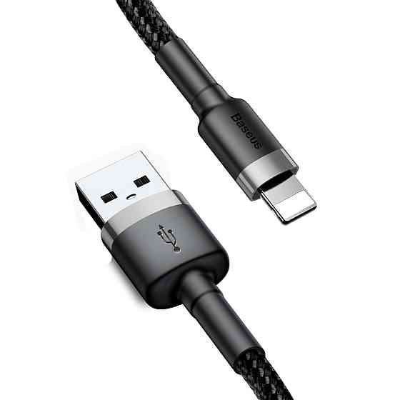 Кабель Baseus Cafule Cable USB - Lightning 2.4A 1m, цвет серо-черный CALKLF-BG1 Одесса