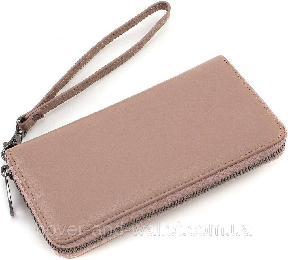 Светло-розовый женский кошелек на змейке с ремешком из натуральной кожи Marco Coverna W 004 Киев - изображение 2
