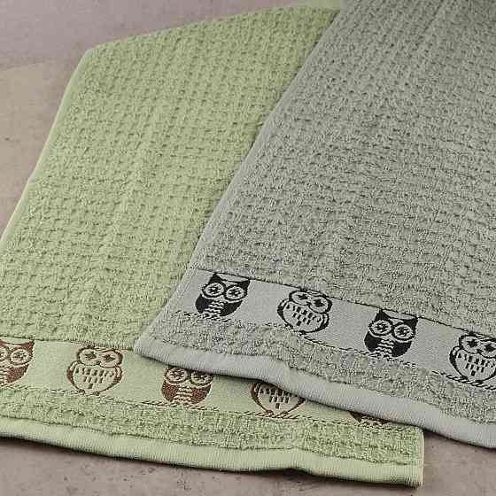 Набір кухонних махрових рушників 2шт GM Textile 30x50см, 30x50см Sova 400г / м2 (Зелений) Суми