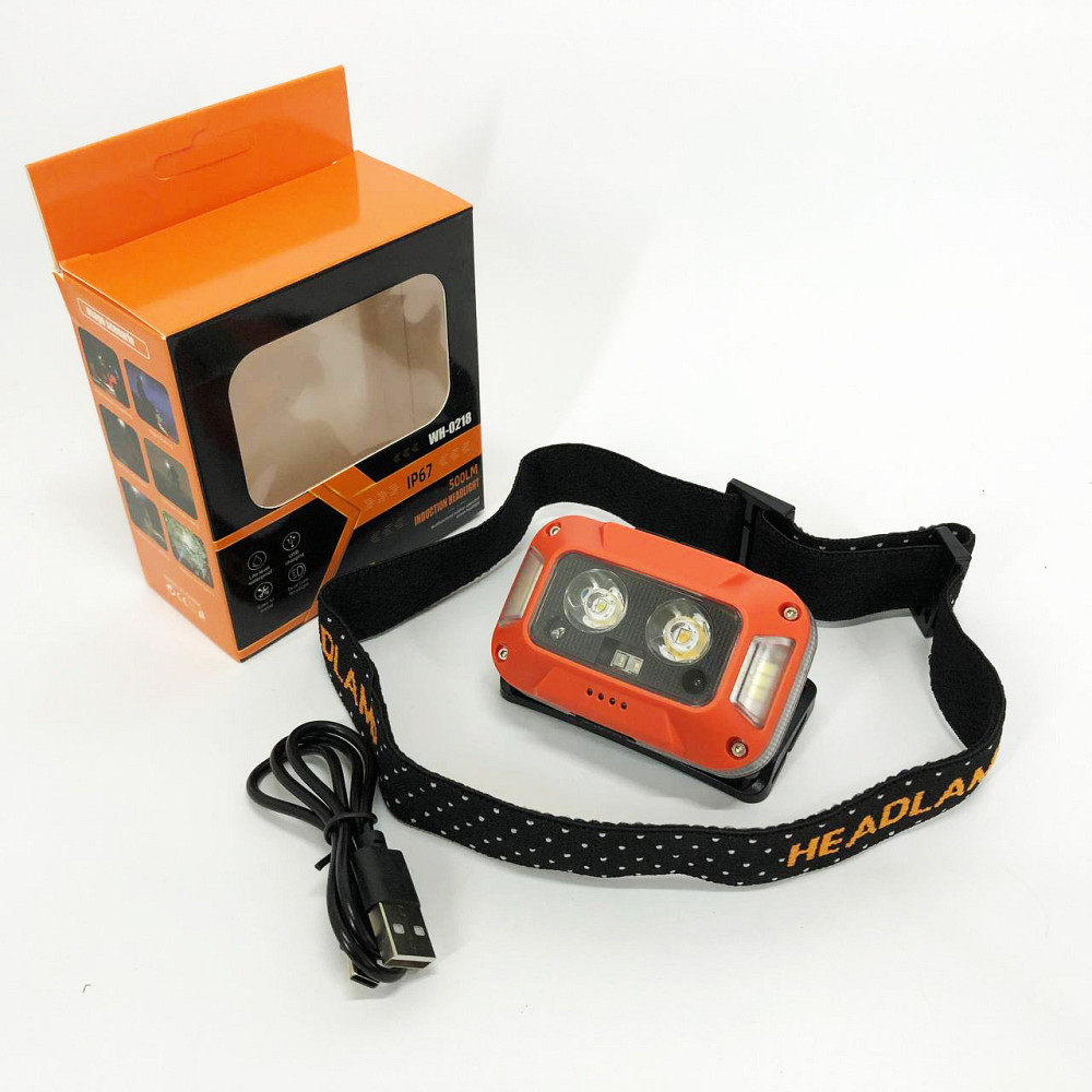 Легкий фонарик на голову WH-0218-XPG(white+yellow)+SMD(red), Фонарь на голову для рыбалки OS-64 Львов - изображение 14