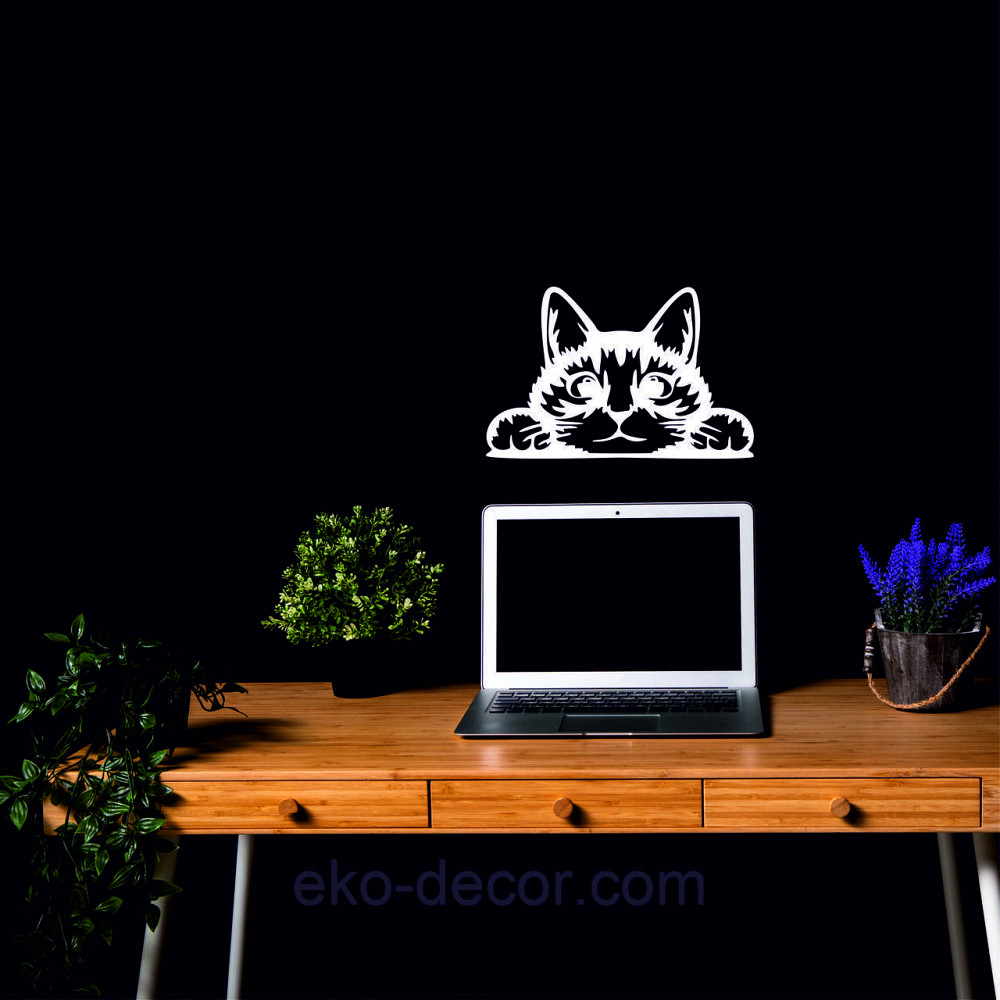 Декоративное настенное 3D Панно «Кот» Декор на стену с объемом (цена за 1 шт) 50*32 см, Белый Киев - изображение 5