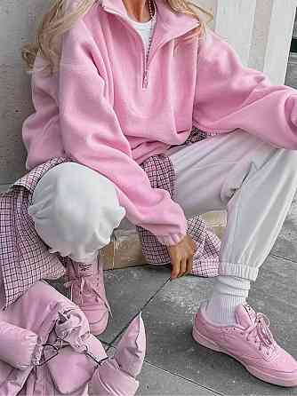 Жіноча тепла оверсайз кофта зі змійкою фліс двосторонній 48/52 Одеса