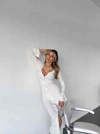 Женское элегантное, притягательное макси платье турецкое ангоро Молочный, 42/44 Одесса