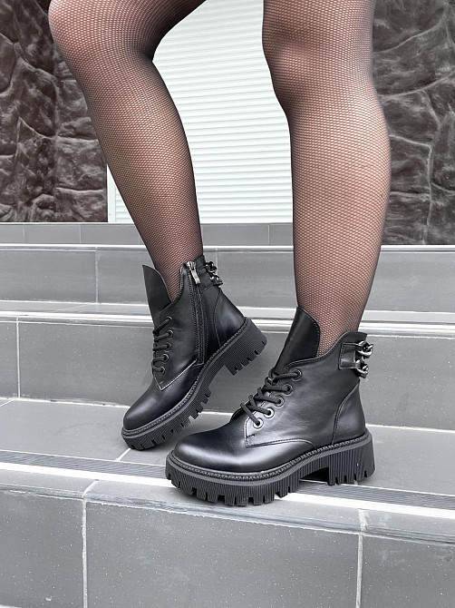 Черевики жіночі GREMMY чорні натуральна шкіра зима висота 13 см (4868) Коломия - фото 5