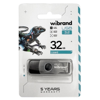 USB флеш накопитель Wibrand 32GB Lizard Black USB 3.2 (WI3.2/LI32P9B) Винница - изображение 3