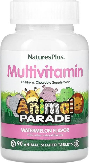 Вітаміни та мінерали для дітей NaturesPlus Animal Parade Multivitamin 90 жів конф кавун Київ - фото 1