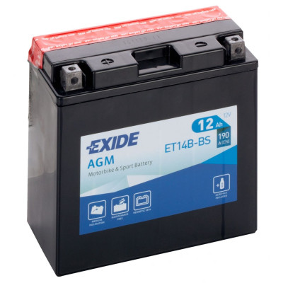 Акумулятор автомобільний EXIDE Акумулятор Мото EXIDE AGM 12Ah (+/-) (190EN) (д150*ш70*в145) ET14B-BS (ET14B-BS) Вінниця - фото 1