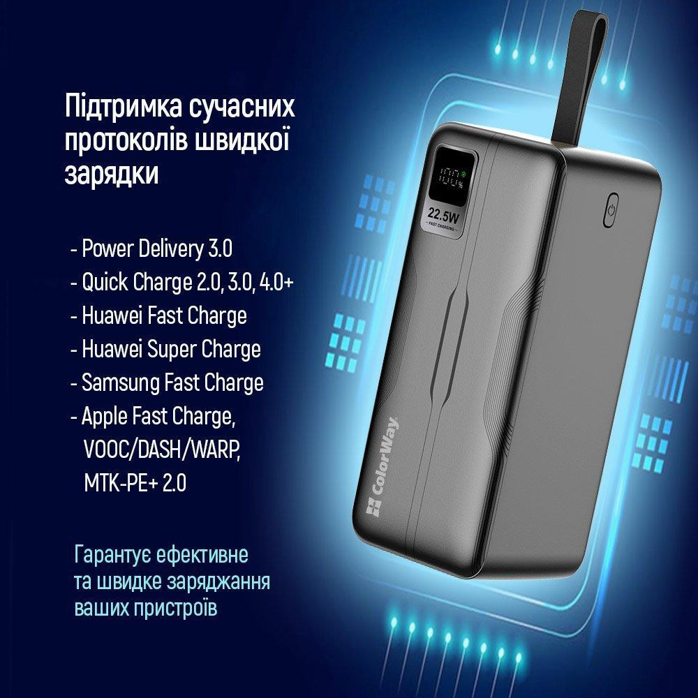 Універсальна мобільна батарея ColorWay Digital Display 50000 mAh Black (CW-PB500LPC5BK-PDD) Чорний Харьков - изображение 6