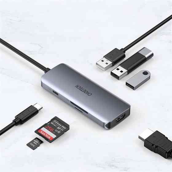 Концентратор Choetech HUB-M19 7 in 1 USB-C до HDMI Multiport Adapter Сірий Харків